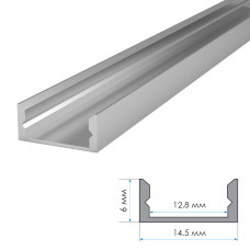 LED профіль ПФ-18 анодований накладний з розсіювачем (комплект) 2м