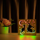 Світильник нічник ArtEco Light з дерева LED "Кіт та собачка" з пультом та регулюванням кольору, подвійний RGB, 1020356
