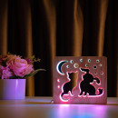 Світильник нічник ArtEco Light з дерева LED "Кіт та собачка" з пультом та регулюванням кольору, подвійний RGB, 1020356