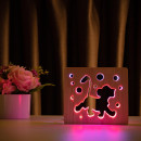 Світильник нічник ArtEco Light з дерева LED "Веселе левеня" з пультом та регулюванням кольору, подвійний RGB, 1020404