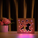 Світильник нічник ArtEco Light з дерева LED "Веселе левеня" з пультом та регулюванням кольору, подвійний RGB, 1020404
