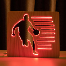 Світильник нічник ArtEco Light з дерева LED "Баскетболіст з м'ячем" з пультом та регулюванням кольору, RGB