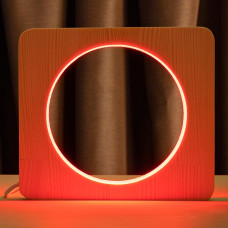 Світильник нічник ArtEco Light з дерева LED "Коло" з пультом та регулюванням кольору, RGB
