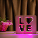 Світильник нічник ArtEco Light з дерева LED "LOVE" з пультом та регулюванням кольору, RGB, 1021457