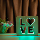 Світильник нічник ArtEco Light з дерева LED "LOVE" з пультом та регулюванням кольору, RGB, 1021457