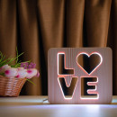 Світильник нічник ArtEco Light з дерева LED "LOVE" з пультом та регулюванням кольору, RGB, 1021457