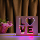 Світильник нічник ArtEco Light з дерева LED "LOVE" з пультом та регулюванням кольору, подвійний RGB, 1021458