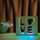 Світильник нічник ArtEco Light з дерева LED "LOVE" з пультом та регулюванням кольору, подвійний RGB, 1021458