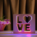 Світильник нічник ArtEco Light з дерева LED "LOVE" з пультом та регулюванням кольору, подвійний RGB, 1021458