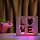Світильник нічник ArtEco Light з дерева LED "LOVE" з пультом та регулюванням кольору, подвійний RGB, 1021458