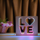 Світильник нічник ArtEco Light з дерева LED "LOVE" з пультом та регулюванням кольору, подвійний RGB, 1021458