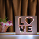 Світильник нічник ArtEco Light з дерева LED "LOVE" з пультом та регулюванням кольору, подвійний RGB, 1021458