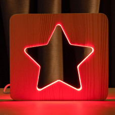 Світильник нічник ArtEco Light з дерева LED "Зірка" з пультом та регулюванням кольору, RGB