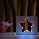 Світильник нічник ArtEco Light з дерева LED "Зірка" з пультом та регулюванням кольору, подвійний RGB, 1021474