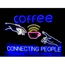 Неонова вивіска для кав'ярні COFFEE CONNECTING PEOPLE (900х600)