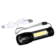 Ліхтарик тактичний із USB зарядкою, в боксі (чорний)