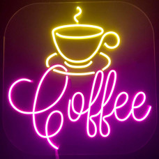 Неонова вивіска для закладу з написом "COFFEE" (500х500)