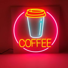 Неонова вивіска для кав'ярні Coffee з чашкою (450х450)