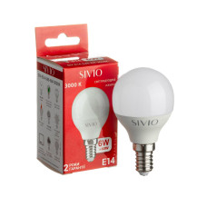 LED лампа Е14 G45 6W тепла біла 3000К SIVIO