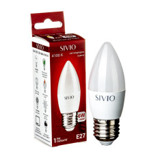 LED лампа Е27 С37 6W біла нейтральна 4100К SIVIO
