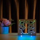 Светильник ночник ArtEco Light из дерева LED "Кот и рыбки" с пультом и регулировкой цвета, двойной RGB, 1020352