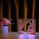Світильник нічник ArtEco Light з дерева LED "Вовк і місяць" з пультом та регулюванням кольору, подвійний RGB, 1020408