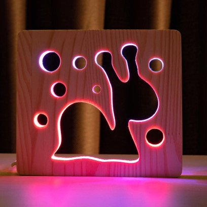 Світильник нічник ArtEco Light з дерева LED "Равлик" з пультом та регулюванням кольору, подвійний RGB, 1020424