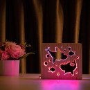 Світильник нічник ArtEco Light з дерева LED "Дві акули та рибки" з пультом та регулюванням кольору, подвійний RGB, 1020432