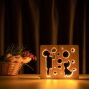 Світильник нічник ArtEco Light з дерева LED "Хлопчик та бульбашки" з пультом та регулюванням світла, колір теплий білий, 1020470