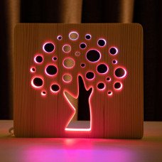 Светильник ночник ArtEco Light из дерева LED "Деревце" с пультом и регулировкой цвета, двойной RGB