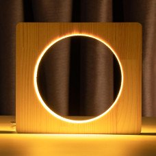 Светильник ночник ArtEco Light из дерева LED "Круг" с пультом и регулировкой света, цвет теплый белый