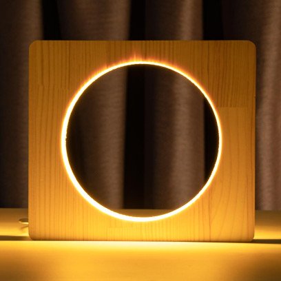 Світильник нічник ArtEco Light з дерева LED "Коло" з пультом та регулюванням світла, колір теплий білий, 1021450
