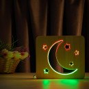 Світильник нічник ArtEco Light з дерева LED "Місяць і зірки" з пультом та регулюванням кольору, подвійний RGB, 1021464
