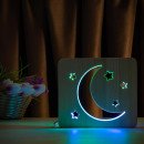 Світильник нічник ArtEco Light з дерева LED "Місяць і зірки" з пультом та регулюванням кольору, подвійний RGB, 1021464