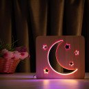 Світильник нічник ArtEco Light з дерева LED "Місяць і зірки" з пультом та регулюванням кольору, подвійний RGB, 1021464