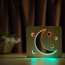 Світильник нічник ArtEco Light з дерева LED "Місяць і зірки" з пультом та регулюванням кольору, подвійний RGB, 1021464