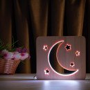 Світильник нічник ArtEco Light з дерева LED "Місяць і зірки" з пультом та регулюванням кольору, подвійний RGB, 1021464