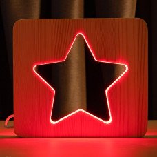 Светильник ночник ArtEco Light из дерева LED "Звезда" с пультом и регулировкой цвета, RGB