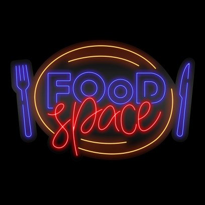 Неоновая вывеска FOOD space (900х590), 1021861