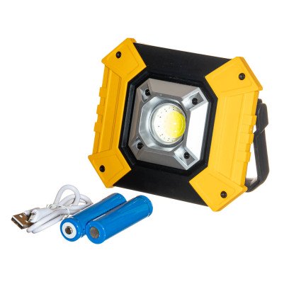 Ліхтар прожектор акумуляторний промисловий 1LED+, з USB (жовтий), 1022207