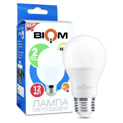 Светодиодная лампа Biom BT-512 A60 12W E27 4500К матовая, 00-00001432