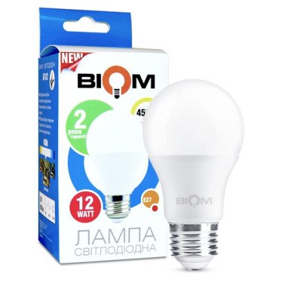 Свiтлодiодна лампа Biom BT-512 A60 12W E27 4500К матова, 00-00001432