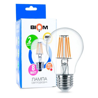 Свiтлодiодна лампа Biom FL-311 A60 8W E27 2800K, 00-00001382