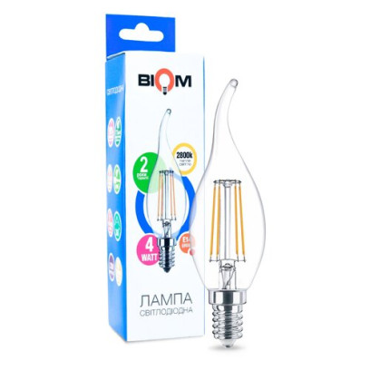 Світлодіодна лампа Biom FL-315 C35 LT 4W E14 2800K, 00-00012270