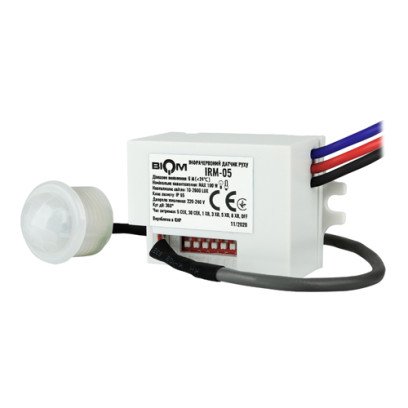 Інфрачервоний датчик руху BIOM IRM-05 max 100Вт 360°, врізний, білий, 00-00018918