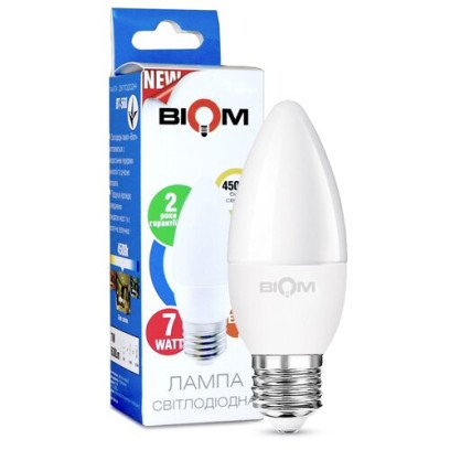 Свiтлодiодна лампа Biom BT-568 C37 7W E27 4500К матова, 00-00001426