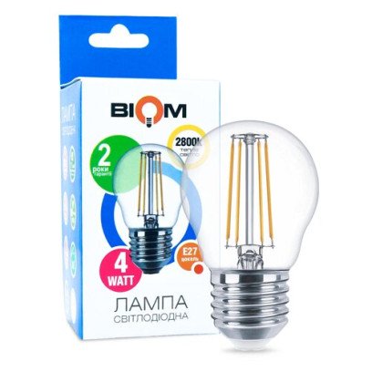 Свiтлодiодна лампа Biom FL-301 G45 4W E27 2800K, 00-00001242