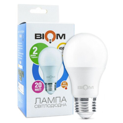 Светодиодная лампа Biom BT-520 A80 20W E27 4500К матовая, 00-00014104