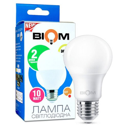 Свiтлодiодна лампа Biom BT-509 A60 10W E27 3000К матова, 00-00001429