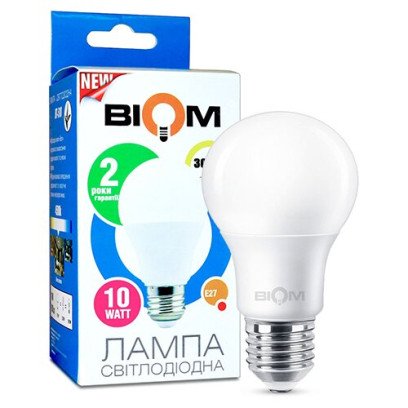 Светодиодная лампа Biom BT-509 A60 10W E27 3000К матовая, 00-00001429